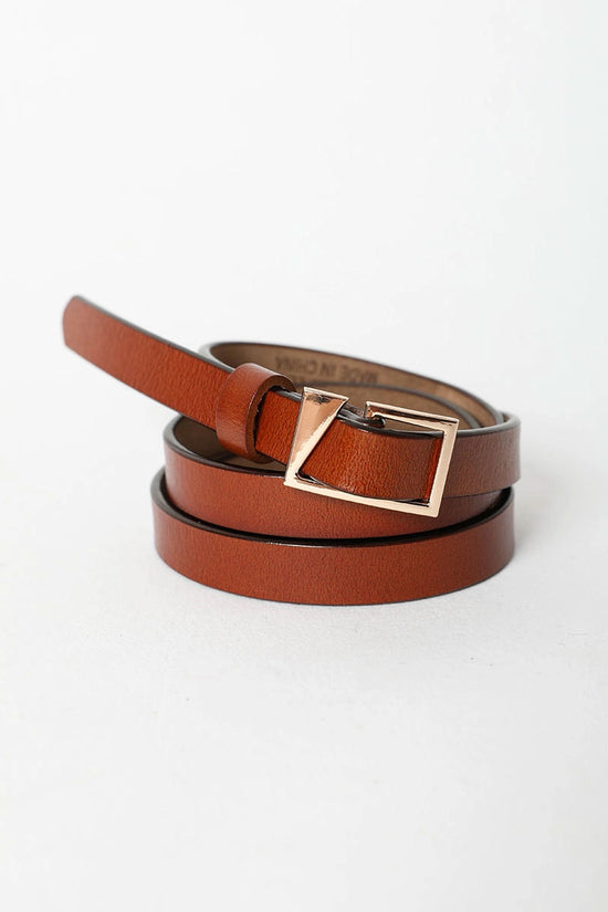 Camel Asymmetrical Buckle Cinch Waist Belt