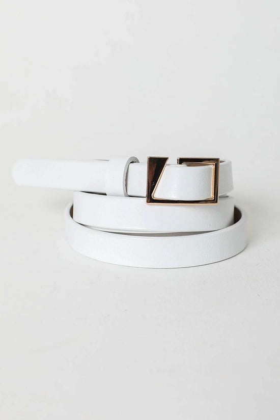 White Asymmetrical Buckle Cinch Waist Belt