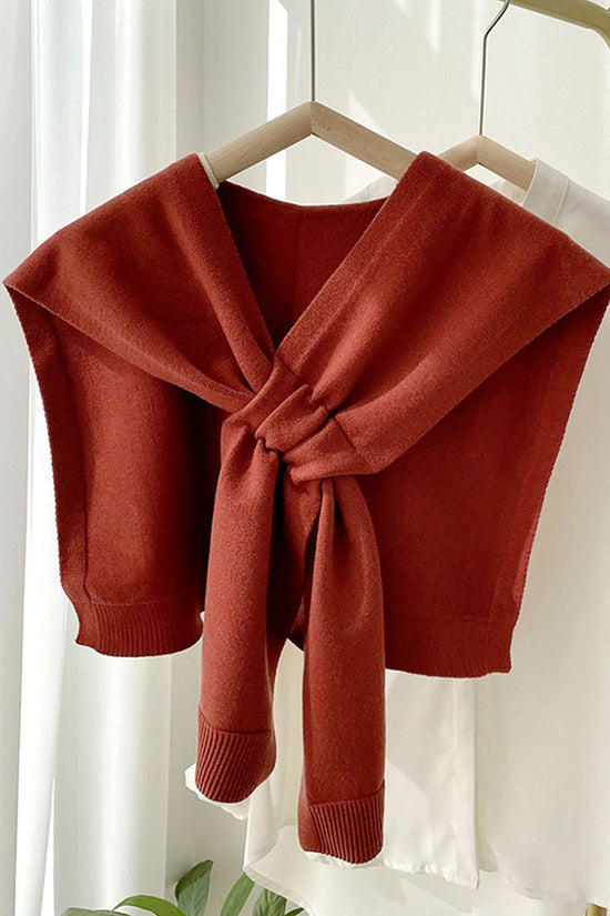 Brick Red Knitted Shawl