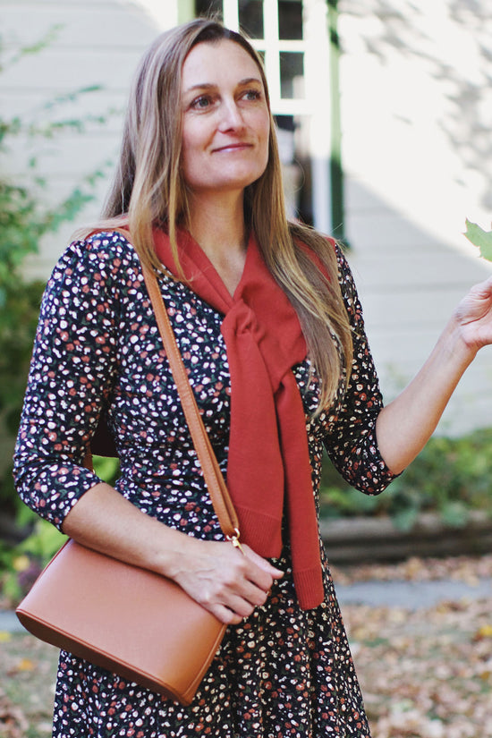 Brick Red Knitted Shawl