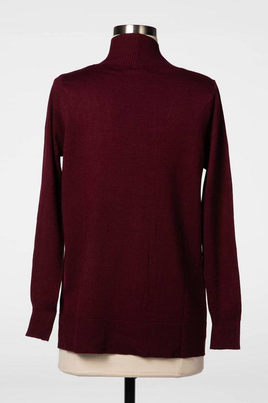 Burgundy Long Sleeve Pocket Cardigan