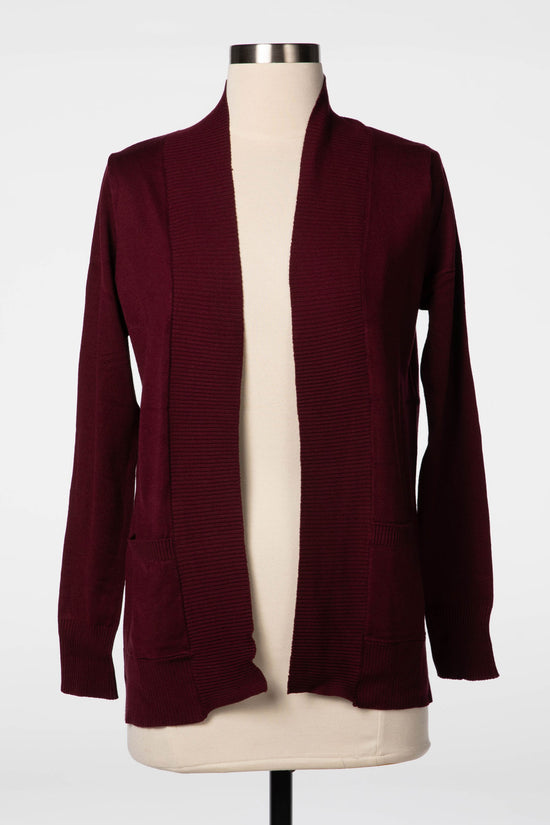 Burgundy Long Sleeve Pocket Cardigan