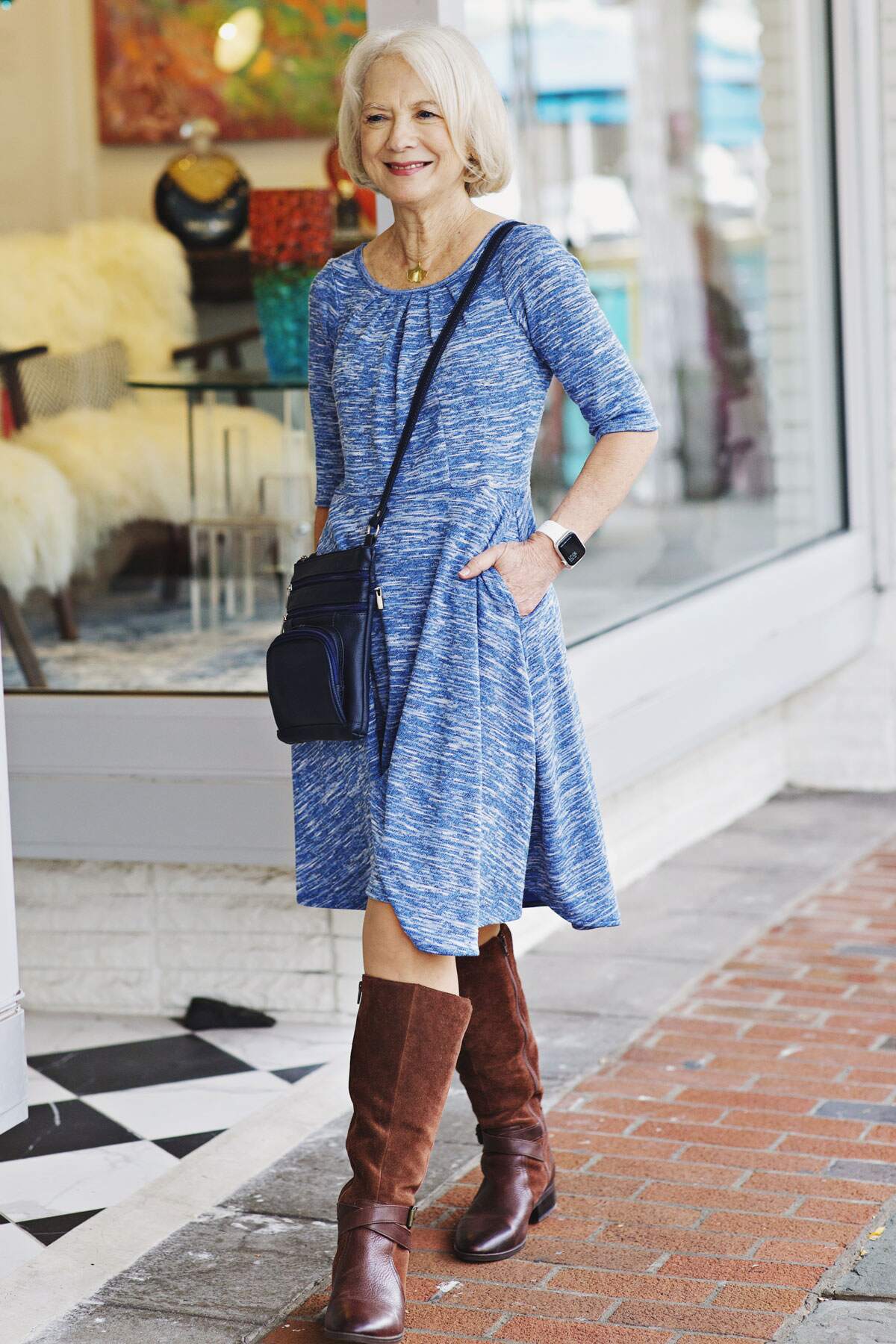 Carmen Dress - Marled Marina Sweater Knit FINAL SALE