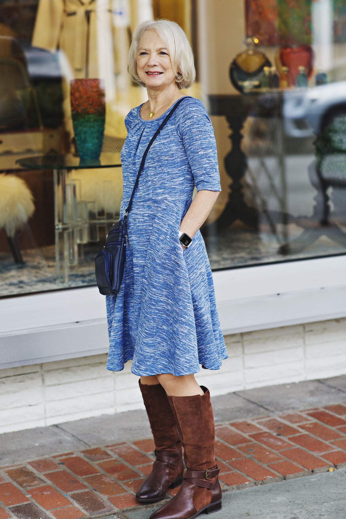 Carmen Dress - Marled Marina Sweater Knit FINAL SALE