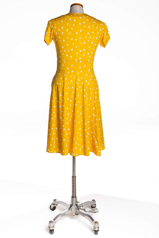 Cece Dress - Yellow With White Polka Dots