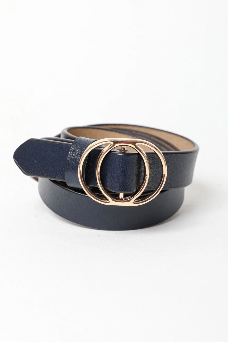 Navy Double Ring Cinch Belt