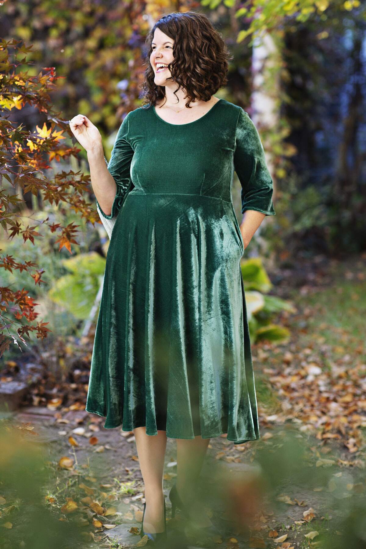 Emily Dress - Spruce Velvet