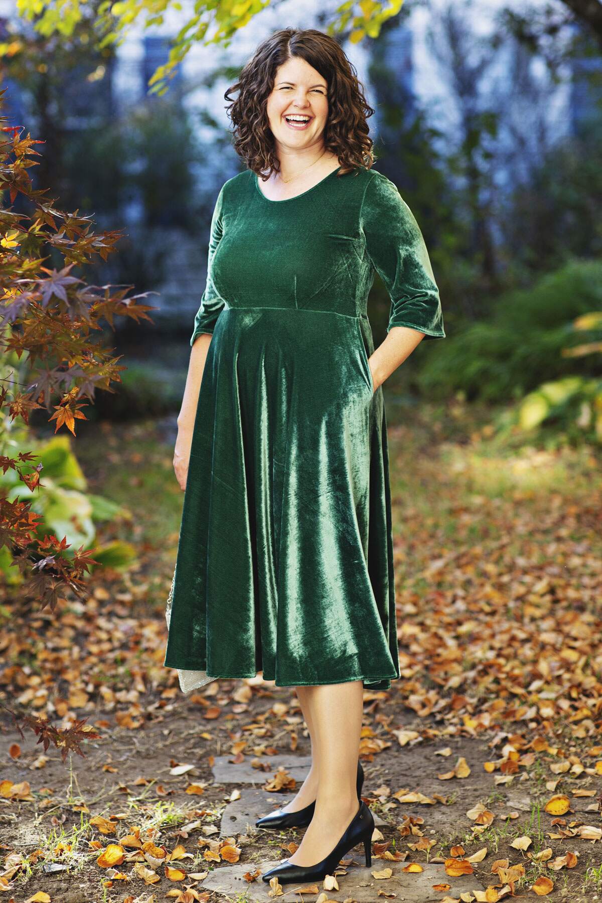 Emily Dress - Spruce Velvet