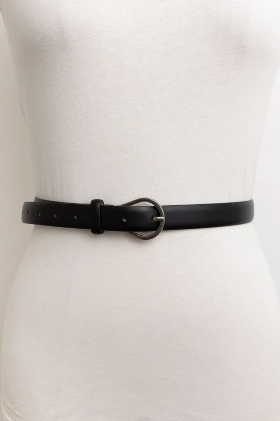 Black Skinny Pear Buckle Belt