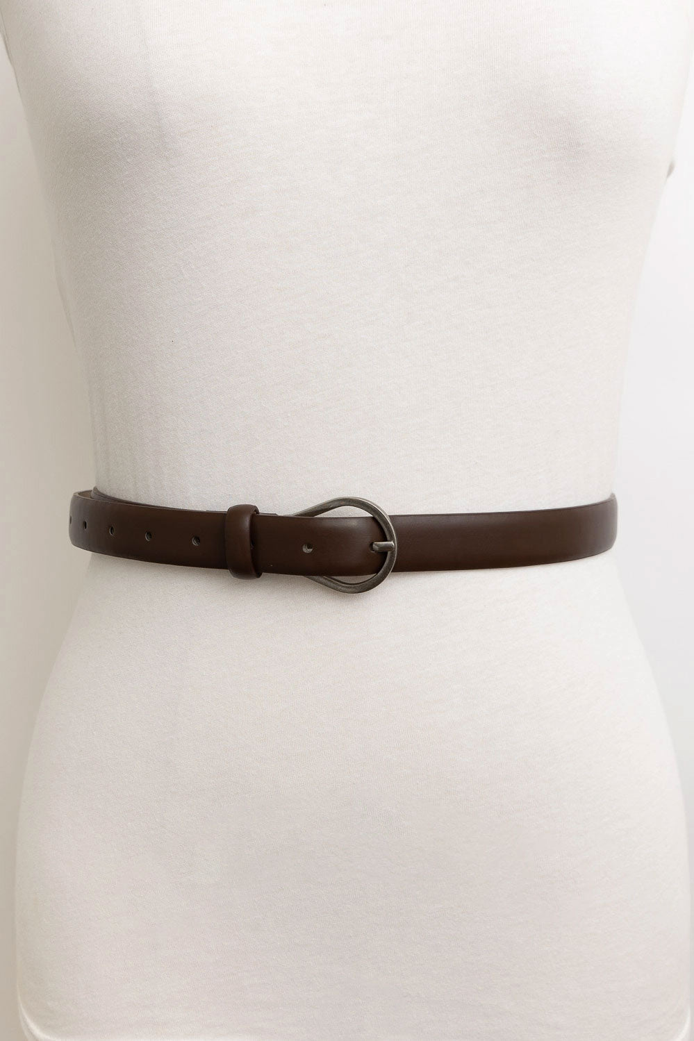 Brown Skinny Pear Buckle Belt