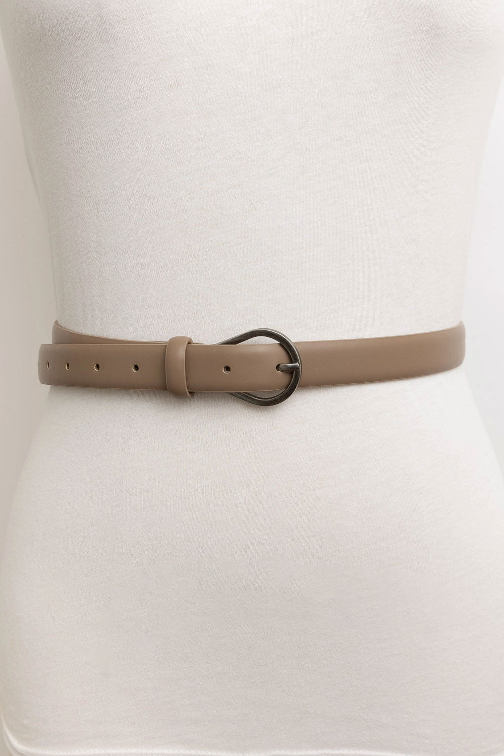 Taupe Skinny Pear Buckle Belt