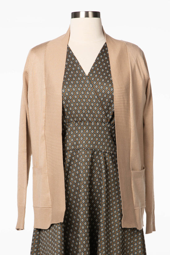 Taupe Long Sleeve Pocket Cardigan